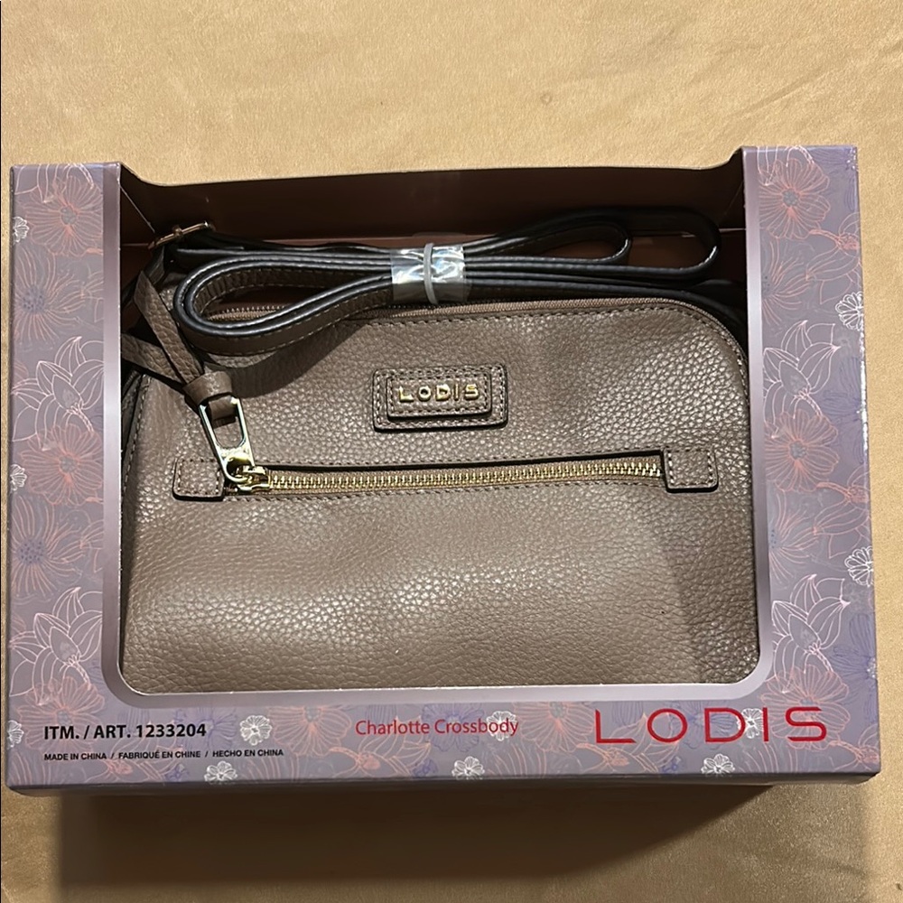 NIB Lodis Tan Crossbody Bag Sleek Minimalist Design